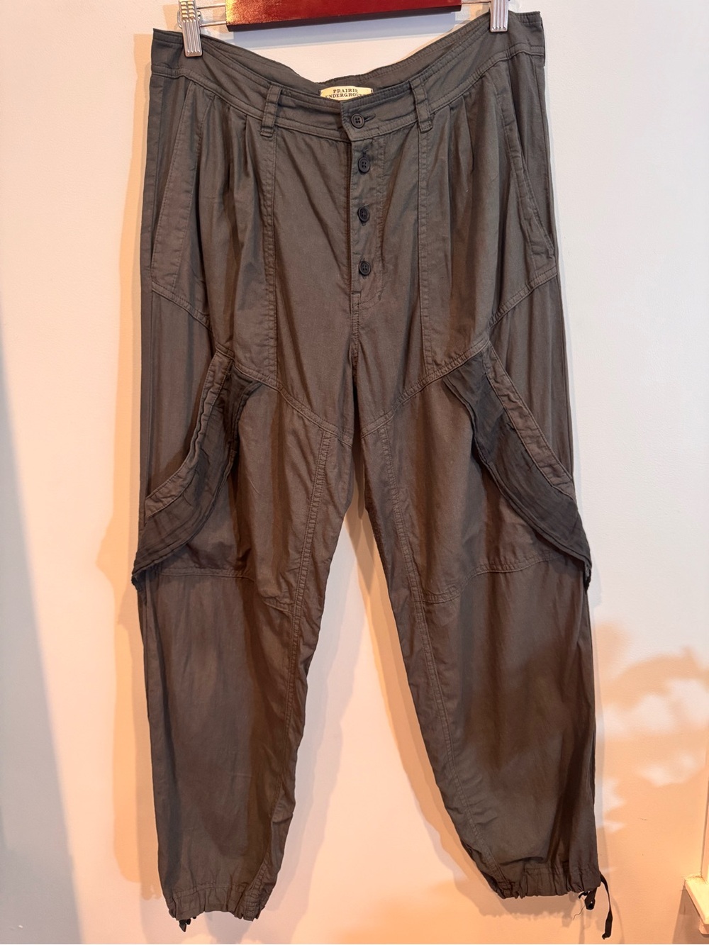 Prairie Underground Busking Pants Grey Organic Cotton Cargo Utility Size S